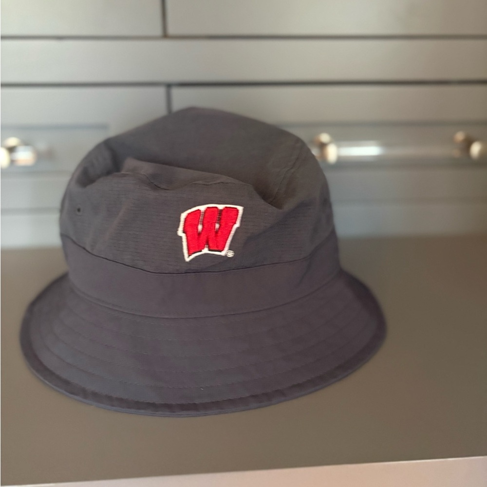 Under Armour Grey Wisconsin Bucket Hat with Red 'W' Patch